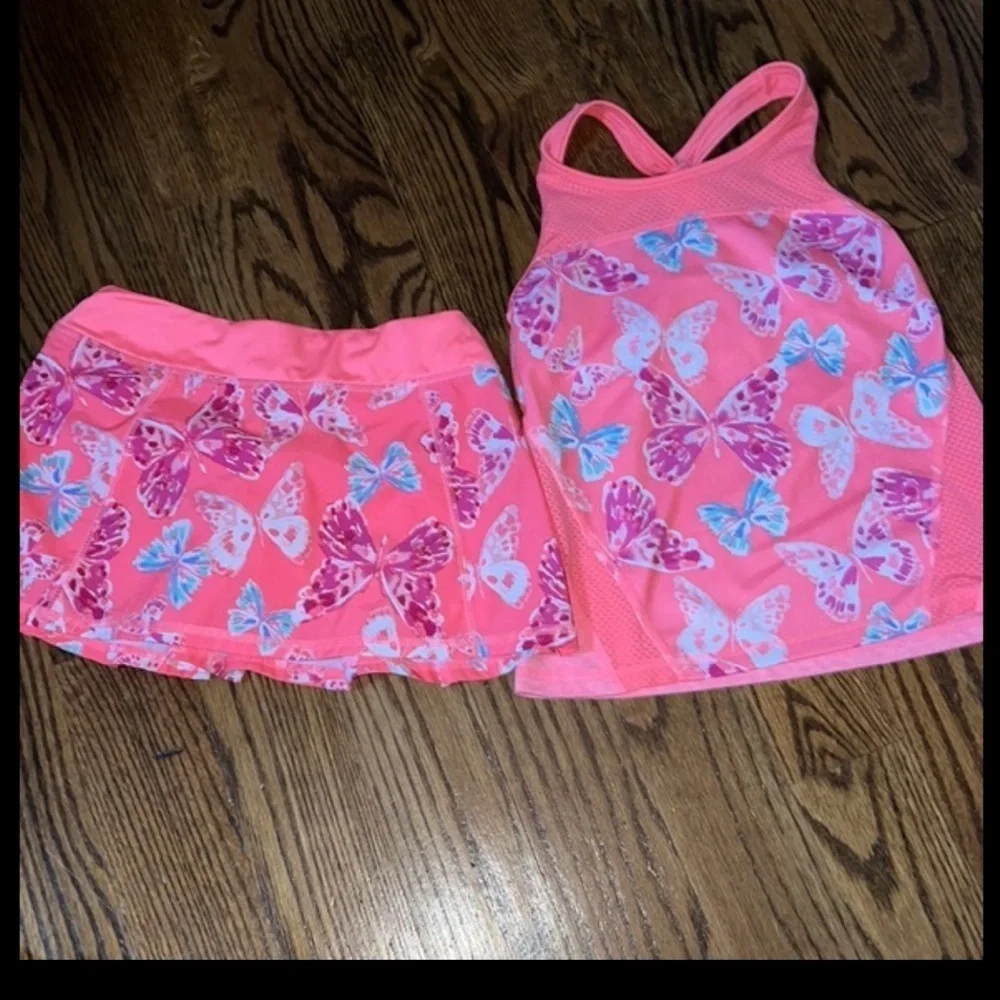 Gymboree girls butterfly tank/skort set and shirt/leggings size medium (7/8)
